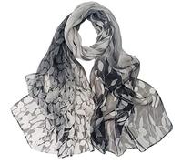 FAIRYGATE Women's Scarves & Wraps Chiffon Scarf Neck Fashionable Printing Floral Country Style Lightweight for Women Ladies Scarfs Grey A4313