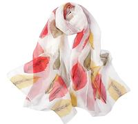 FAIRYGATE Women's Silk Scarf Georgette Long Floral Design for Neck Head or Hair Hand Painted Colourful Flowers Ladies Scarves Lightweight Clearance 38020