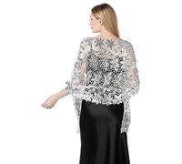 FAIRYGATE Wraps Women's Shawl Wrap Wedding - Scarf Sequin Beaded Lightweight Fringed Cape Scarves Bridal Cover Up Evening 50 x 180 CM Cape Flapper Hand Washable Bolero Scarfs UC1520