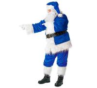 FairyHover Santa Claus 7-Piece Set - Men's Complete Blue Costume A,S