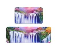 Fairyland Mountain Lake Rug Cushioned Kitchen Rugs Sets Of 2 Comfort Standing Mat For Home Decor Sink,Kitchen Mats For Floor Non Slip Washable ，Laundr 17"X47"+17"X30"