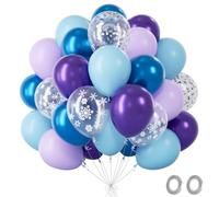 Fairymaiden Frozen Balloons - 60Pcs Purple Blue Balloons With Snowflake Metallic Confetti Ballons, Helium Ballons For Girls Women Snow Theme Birthday Baby Shower Frozen Party Decorations, 12 Inch