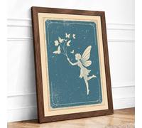 Fairy's Butterfly Dance Vintage Framed Wall Art Print A1 (84.1×59.4cm) Walnut, Wall Decor for Living Room, Bedroom, Office & Home, Ready to Hang, Art Gift