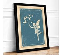 Fairy's Butterfly Dance Vintage Framed Wall Art Print A2 (59.4×42cm) Black, Wall Decor for Living Room, Bedroom, Office & Home, Ready to Hang, Art Gift