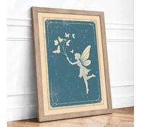 Fairy's Butterfly Dance Vintage Framed Wall Art Print A3 (42×29.7cm) Oak, Wall Decor for Living Room, Bedroom, Office & Home, Ready to Hang, Art Gift
