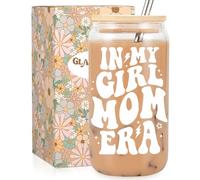 Fairy's Gift New Mom Gifts, Girl Mom Era Iced Coffee Cup, Cute 16 oz Coffee Glass Cups with Lids Straws, Girl Mama Gifts, Mothers Birthday Presents for New Mommy, Expecting Mommy, Mother to be