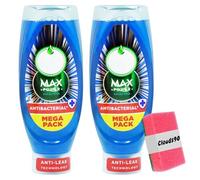 FAIRY's Max Antibacterial Power Washing Up Liquid Eucalyptus - 2 x 730ml with Sponge, Anti-Leak, Tough on Grease