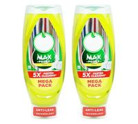FAIRY's Max Lemon Power Washing Up Liquid 2 x 730ml - 5X Faster Cleaning, Anti-Leak Formula with Sponge