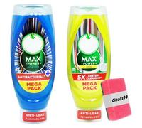 FAIRY's Max Power Washing up Liquid - Anti Bacterial Eucalyptus & Lemon (730ml x 2) with Sponge
