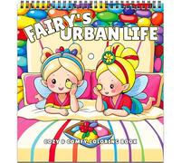 Fairy's Urban Life: Cosy Colouring Book for Adults Relaxation - 32 Cozy City Flower Fairy Scenes, Cute Colouring Books for Teen Stress Relief & Gift for Women, Spiral Bound - by FUN LAVIE