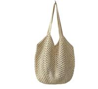 FAIRYSAN Openwork Mesh Crochet Straw Tote Bag for Women, Large Woven Hobo Handbag, Simple Summer Beach Bag,Beige