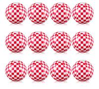 FairySandy 12 Pack Beach Balls, 12 Inch Red and White Checkered Themed Beach Balls Bulk Inflatable Large Floating Ball for Summer Swimming Pool Activities Game Gift Birthday Party Supplies