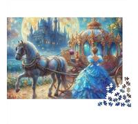 Fairytale Carriage 1000 Piece Jigsaw Puzzle for Adults Paper Puzzle Fantasy Palace Night Scene Home Relaxation 52x38cm/1000pcs