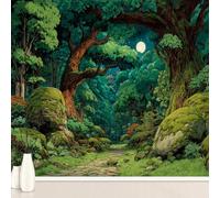 Fairytale Cartoon Forest Rainforest Large Mural Self Adhesive Wallpaper 256x350 cm, Jungle Misty Wallpaper, Landscape Nature Wall Stickers Vinyl for Living Room, Kitchen Wall Art