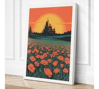 Fairytale Castle at Sunset Canvas Wall Art Print 18x12 Inch (46 x 30 cm)