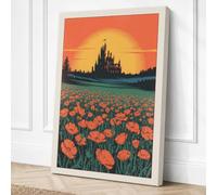 Fairytale Castle at Sunset Canvas Wall Art Print 18x12 Inch (46 x 30 cm)