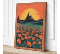 Fairytale Castle at Sunset Canvas Wall Art Print 24x16 Inch