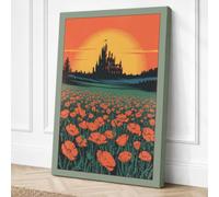 Fairytale Castle at Sunset Canvas Wall Art Print 24x16 Inch (61 x 41 cm)