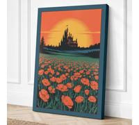 Fairytale Castle at Sunset Canvas Wall Art Print 30x20 Inch (76 x 51 cm)