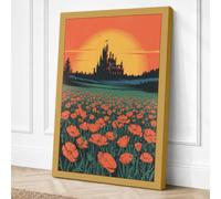 Fairytale Castle at Sunset Canvas Wall Art Print 30x20 Inch (76 x 51 cm)