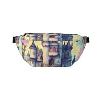 Fairytale Castle Crossbody Waist Bag.Large Capacity, Waterproof And Dustproof, Secure Zipper, Suitable For Travel And Outdoor Activities., Black, One Size