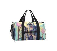 Fairytale Castle Duffel Bag with Shoe Compartment - Lightweight Water-Resistant Holdall Gym Bag with Built-in Wet and Dry Separation Pouch
