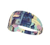 Fairytale Castle Elastic Sports Headband Printed Sports Headband Suitable for Running Fitness Tennis Yoga