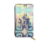 Fairytale Castle Long leather wallet, portable credit card holder, zippered coin purse, and ID compartment