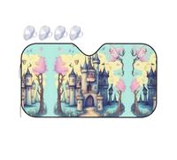 Fairytale Castle Print Car Windshield Sun Shade, Vehicle Front Window Shield Cover Sun Visor Protection