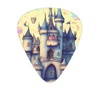 Fairytale Castle Printed guitar picks for acoustic, electric, and band players, 12 pieces in 3 different thicknesses