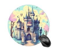 Fairytale Castle Round Mouse Pad 7.8 Inch, Portable Gaming Mouse Mat with Non-Slip Rubber Base & Smooth Surface, Waterproof Mousepad for PC, Laptop, Computer, Office, Home