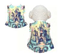 Fairytale Castle Ruffle Dog Dress Frilly Sleeveless Breathable Summer Party for Small Dogs Cats S