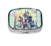 Fairytale Castle Square mini Pill Box, Travel Pill Box, can be Put into Wallet or Pocket to Store a Variety of Small Items