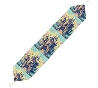 Fairytale Castle Table Runner for Dining Table, Short Plush Runners Washable & Durable Tablerunner Modern Home Decor for Wedding, Kitchen, Holiday 200*33cm