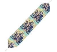Fairytale Castle Table Runner for Dining Table, Short Plush Runners Washable & Durable Tablerunner Modern Home Decor for Wedding, Kitchen, Holiday 229*33cm