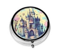 Fairytale Castle This Small, Round, Three-Compartment Travel Pill Box is Perfect for Storing Daily medications, Vitamins, and on-The-go.