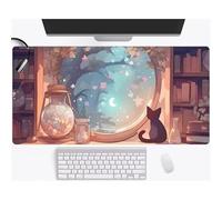 Fairytale Cat Large Gaming Mouse Pad, 900x400x2mm Extended gaming mouse mat XXL improved Precision and Speed Mousemat with Stitched Edges, Desk Mat for Keyboard and Mouses
