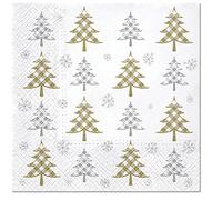 Fairytale Christmas Tissue Paper Napkins for Decoupage 33cm x 33cm Serviettes - Pack of 20 (Christmas Tree Check)