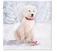 Fairytale Christmas Tissue Paper Napkins for Decoupage 33cm x 33cm Serviettes - Pack of 20 (Snow Dog)