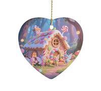 Fairytale Forest Elf Ceramic Ornament - Thank You Gifts,Sublimation Ornaments for Home Decors,Heart Ornament for Christmas Tree Holidays Decorations