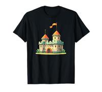 Fairytale Fortress Cartoon Castle with Banners and Flags T-Shirt