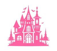 Fairytale House Castle Silhouette Vinyl Art Sticker 67.2x69cm Multi Color Selection Pink
