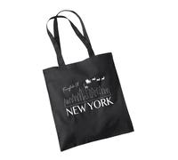 Fairytale of New York Christmas Tote Bag - Big Apple Santa Sleigh Lyrics Song Festive Merry Xmas Eve Crimbo Stocking Filler Cotton Shopper Presents Gifts (Black)