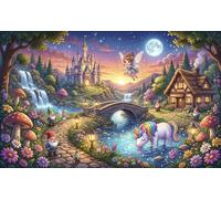 Fairytale Unicorn 1000 Piece Jigsaw Puzzle,Premium Cardboard,Stress Relief,Whimsical Challenge,Educational Toy,Home Wall Decor,Gift Idea,Adults & Kids 14+ 52x38cm