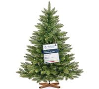 FairyTrees Artificial Christmas Tree - Nordmann Fir, 120 cm (4 ft), Realistic PVC Branches, Handcrafted Ash Wood Stand, Made in EU.