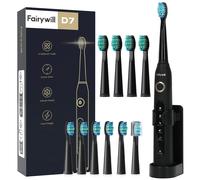 Fairywill Sonic Electric Toothbrush Fast Charge with 5 Mode 10 Replacement Heads