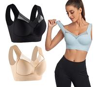 FAIRZ 2PCS Wmbra Posture Correcting Bra, Summer Wireless Push-Up Comfortable Bra, Everyday Bras for Women (Large, 2PCS-A)