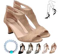 FAIRZ Nevriz Orthopedic High Heels for Women, Summer Casual Open Toe High Heels, Beach Boho Sandals Fish Mouth Shoes (6.5UK,Off white)