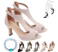 FAIRZ Nevriz Orthopedic High Heels for Women, Summer Casual Open Toe High Heels, Beach Boho Sandals Fish Mouth Shoes (5UK,Pink)