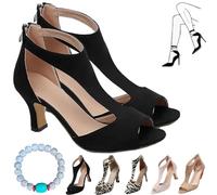 FAIRZ Nevriz Orthopedic High Heels for Women, Summer Casual Open Toe High Heels, Beach Boho Sandals Fish Mouth Shoes (2.5UK,Black)